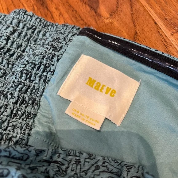 Anthro Maeve Teal Hieroglyphics Tube Top, 8 - Picture 12 of 13